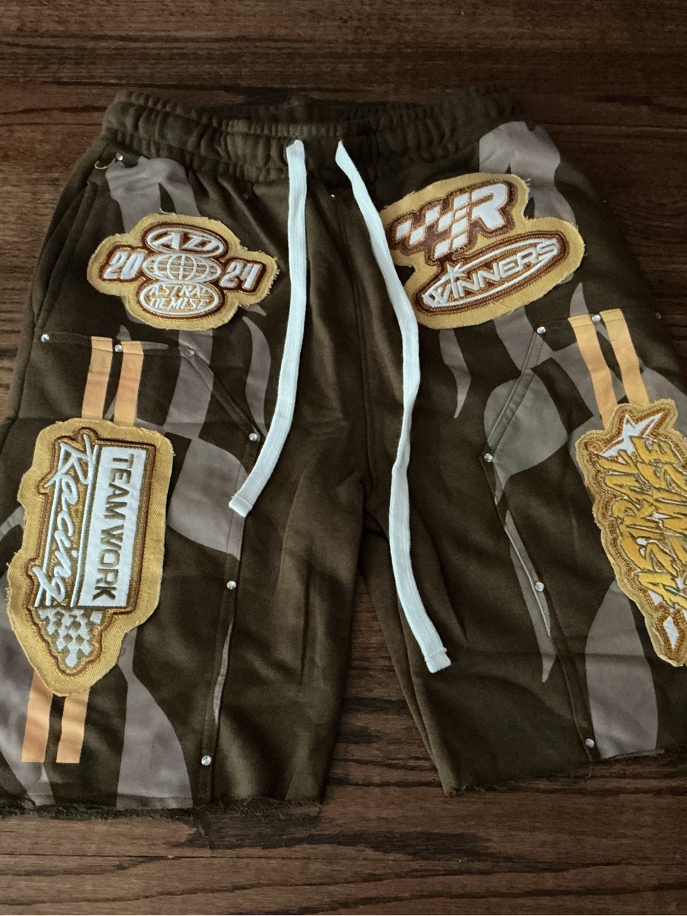 Astr Olive Green Fleece-Lined Shorts with Black Logo